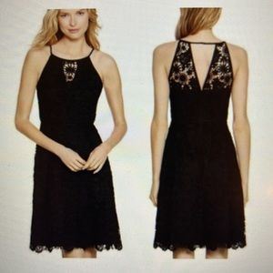 White House Black Market Black Floral Crochet Lace Dress, Size 00